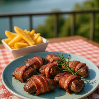 🥓 Baconbe Tekert Csirkemáj – Rozmaringos-mustáros pácban