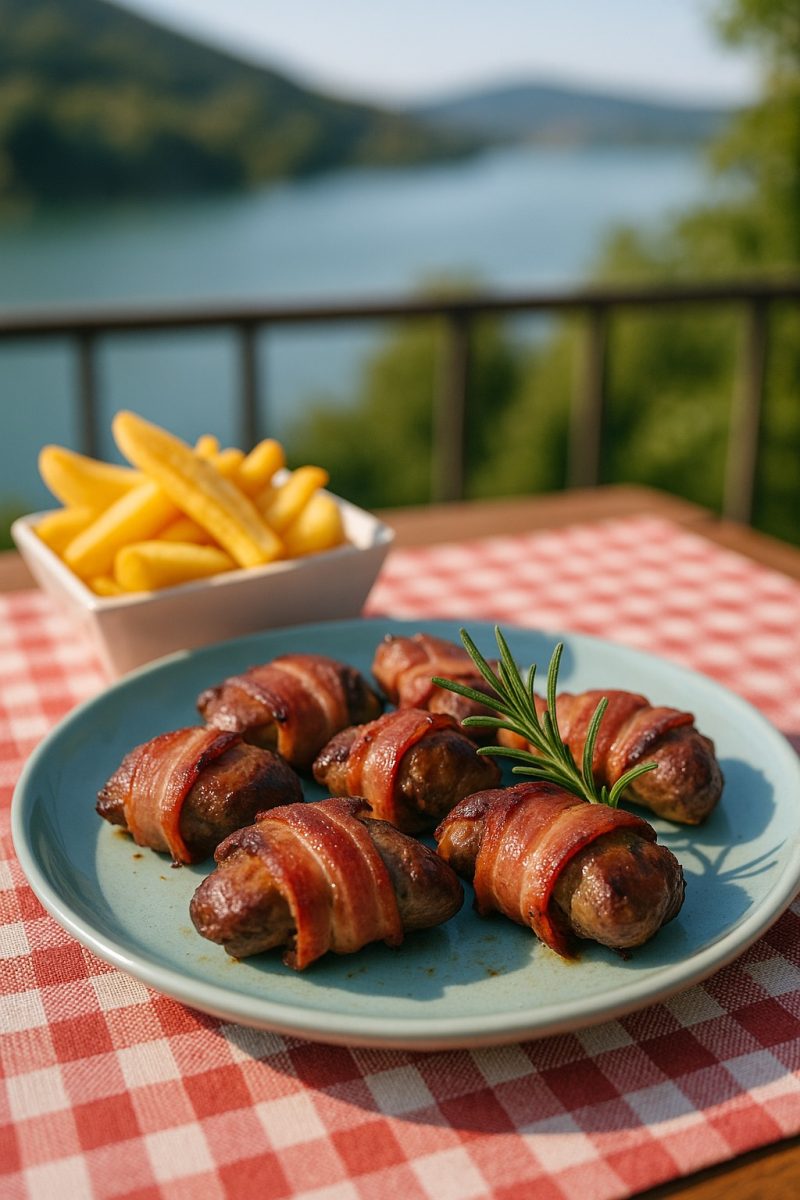 🥓 Baconbe Tekert Csirkemáj – Rozmaringos-mustáros pácban