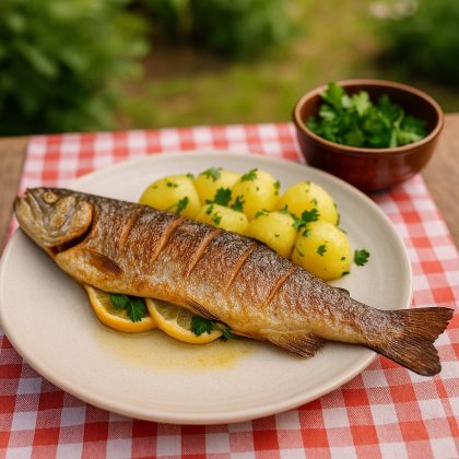 🐟 Szivárványos Pisztráng – Egészben sütve, frissen tálalva