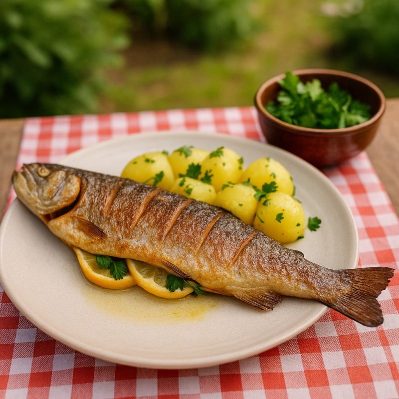 🐟 Szivárványos Pisztráng – Egészben sütve, frissen tálalva